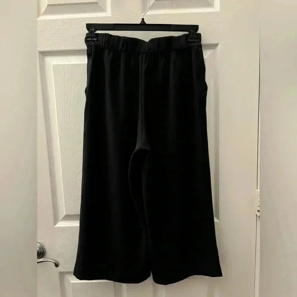 Lululemon Noir Crop Black Waist Tie High Rise Wide Leg Pants size 8 - Picture 5 of 7